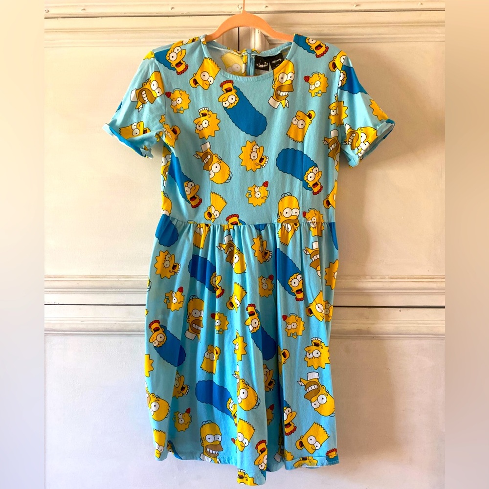 The Simpsons Cakeworthy Light Blue Short Sleeve Printed Women’s Dress